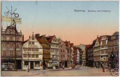 15461 Ak Hamburg Messberg u. Klingberg Geschäfte 1913