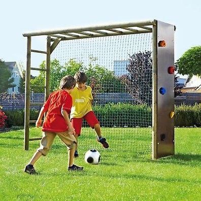 bekletterbares Fußballtor für Kinder Fußballwand Holz Spielturm Klettergerüst