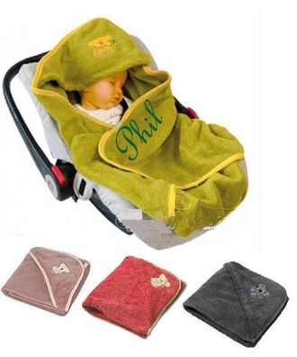 Baby Einschladecke mit Namen bestickt Babydecken Maxi Cosi Autodecke Kindersitz