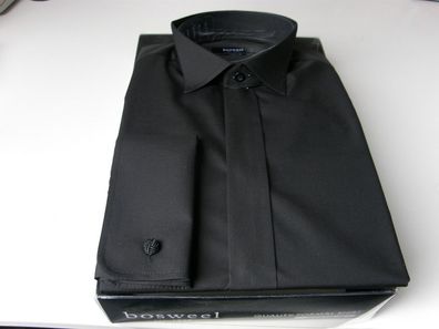 Smokinghemd Smoking Hemd Anzug Bosweel schwarz Kläppchenkragen