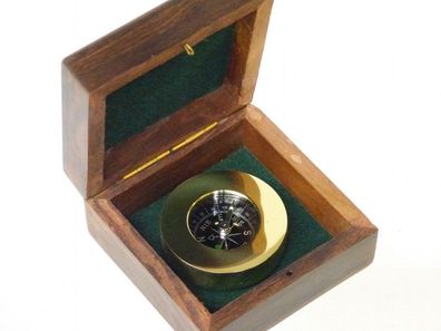 Briefbeschwerer Kompass in Rundinstrument Gehäuse Messing Tischkompass