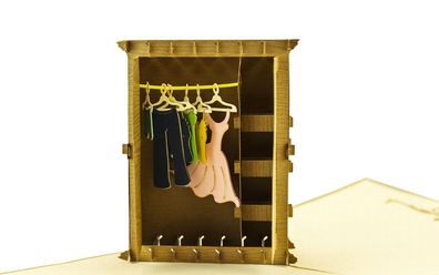 3D Klappkarte "Kleiderschrank" Glückwunschkarte Gutschein Möbel Shopping