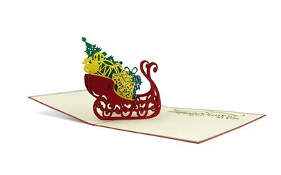 3D Klappkarte Geschenkeschlitte Weihnachtskarte Weihnachtsschlitten