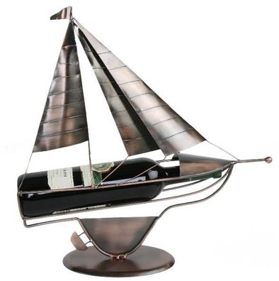 Metall Flaschenhalter Segler – kupfer ca. 41x9x42cm Flaschenständer Boot Freize