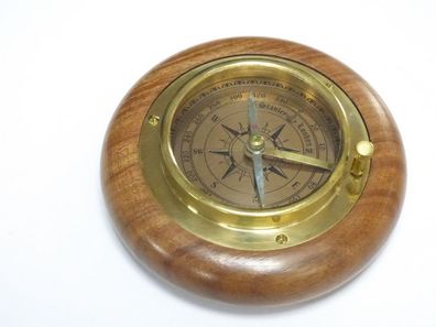 Tisch - Kompass Kompaß mit Holzring Briefbeschwerer