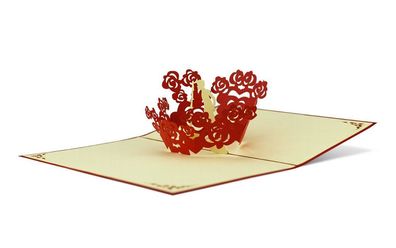 3D Klappkarte "Paar in Rosen" Glückwunschkarte Hochzeit Liebe Pop Up Karte