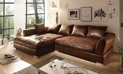 BIG Sofa Maximus - L Form - Vintage Braun - Links - (Sondermaße möglich)
