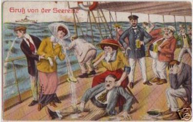 11199 Humor Ak Gruß von der Seereise um 1920