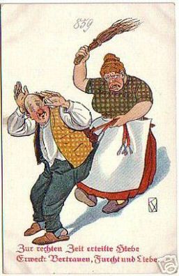 16073 Humor Ak Mann und Frau um 1920