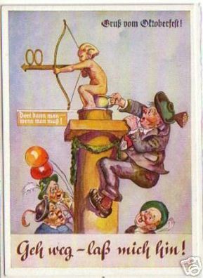 09211 Humor Ak Gruß vom Oktoberfest um 1950