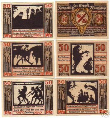 6 Banknoten Notgeld Stadt Naumburg 1921