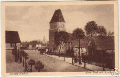 14810 AK Leipzig-Mockau Altes Dorf mit Kirche um 1920