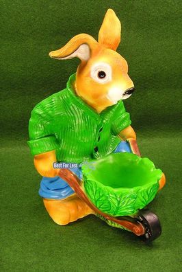 Osterhase mit Schubkarre Karra aus Kohl Figur Gartenfigur Deko Dekoration Hase