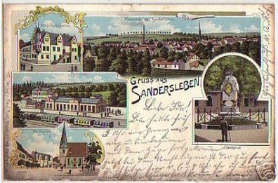 00155 Ak Lithographie Gruss aus Sandersleben 1900