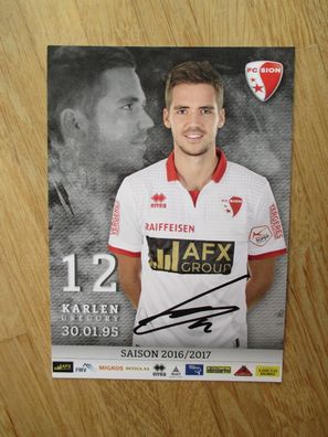 FC Sion Saison 16/17 Gregory Karlen - handsigniertes Autogramm!!!