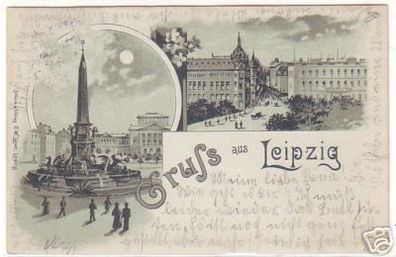 09196 Mondscheinkarte Gruss aus Leipzig 1901
