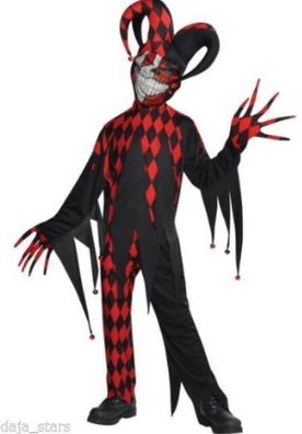 Amscan Horror Krazed Jester Clown , Harlekein, Joker Kinder Kostüm 116-176