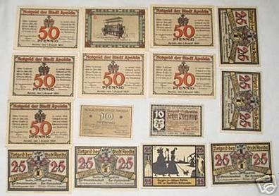 15 Banknoten Notgeld der Stadt Apolda