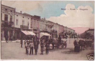 16803 Ak Stryj Ukraine Ringplatz Kutschen 1916