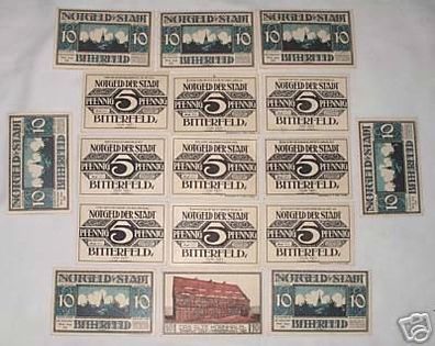 17 Banknoten Notgeld der Stadt Bitterfeld 1921