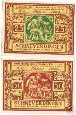 2 Banknoten Notgeld Sparkasse Schneverdingen 1921