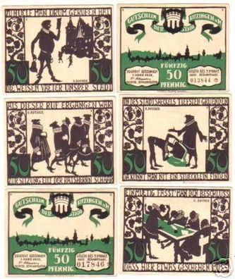 6 Banknoten Notgeld Stadt Kitzingen a.M. 1921