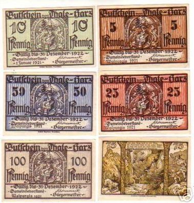 6 Banknoten Notgeld Stadt Thale Harz 1921