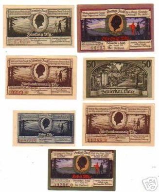 7 Banknoten Notgeld Stadt Schierke 1921