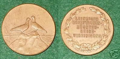 Bronze Medaille Leipziger Brieftauben Züchter um 1920