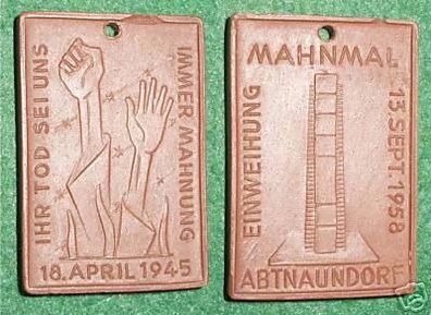 DDR Meißner Porzellan Plakette Abtnaundorf 1958