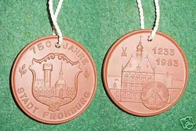 DDR Porzellan Medaille 750 Jahre Stadt Frohburg 1983