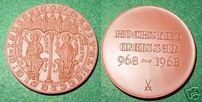 DDR Porzellan Medaille Hochstift Meißen 968-1968