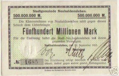 rare Banknote Inflation Neuhaldensleben 500 Mill. 1923