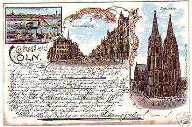 11094 Ak Lithographie Gruss aus Köln am Rhein um 1900