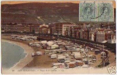 08081 Ak San Sebastian Playa de la Concha 1913