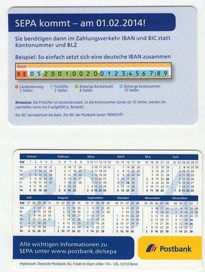 Taschenkalender von 2014 Postbank. Werbeartikel