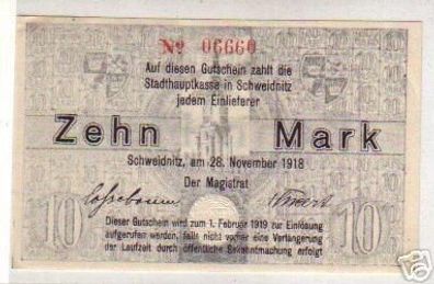 10 Mark Banknote Notgeld Stadt Schweidnitz 1918