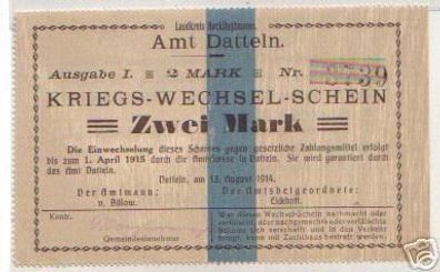 2 Mark Banknote Notgeld Stadt Datteln 1914
