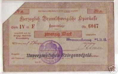 20 Mark Banknote Kriegsnotgeld Braunschweig 1918