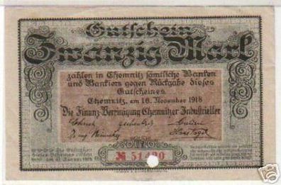 20 Mark Banknote Notgeld Chemnitzer Industrieller 1918