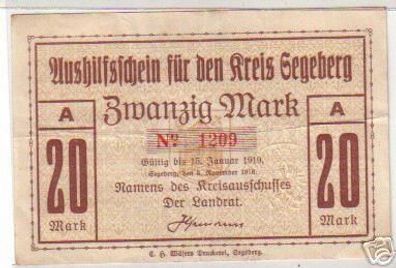 20 Mark Banknote Notgeld Kreis Segeberg 1918