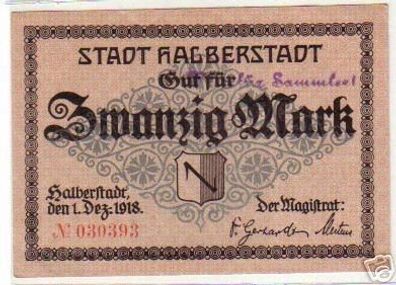 20 Mark Banknote Notgeld Stadt Halberstadt 1918