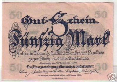 50 Mark Banknote Notgeld Chemnitzer Industrieller 1918