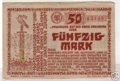 50 Mark Banknote Notgeld Kreis Steinburg 1918