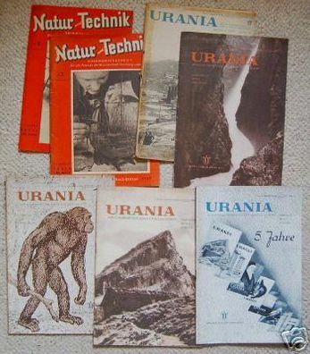 7 DDR Zeitschriften Urania + Natur u. Technik 1950/52