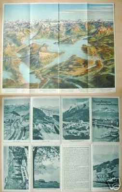 Reiseprospekt Vierwaldstättersee / Bergbahnen um 1930