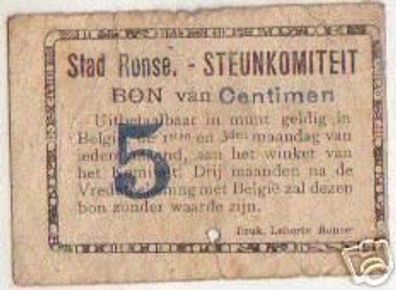 seltene Banknote Belgien Stad Ronse Steunkomiteit