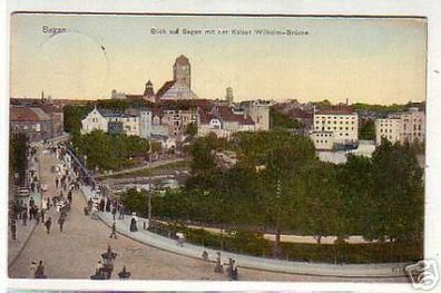 10801 Ak Sagan mit Kaiser Wilhelm Brücke 1907