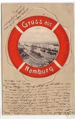 10852 Rettungsring Ak Gruss aus Hamburg 1907