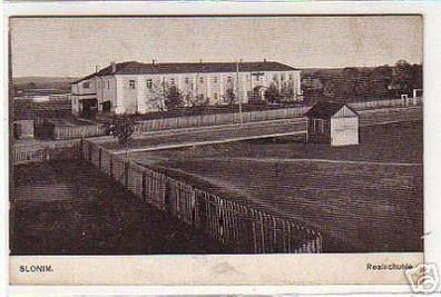 10919 Ak Slonim Weissrussland Realschule um 1915